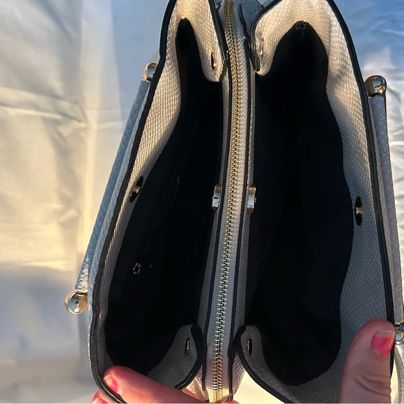 Dune London Gray Pebbled Snakeskin pattern 3 compartment snap/zip purse - Picture 7 of 13